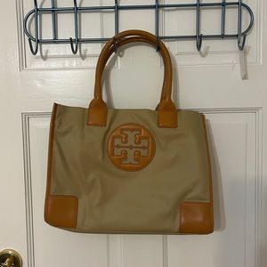Tory Burch Brown and Cream Small Tote Handbag in EUC